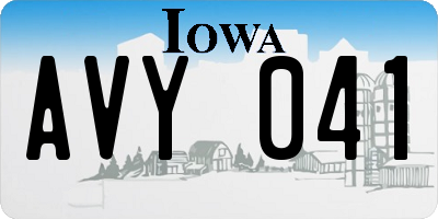IA license plate AVY041