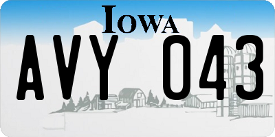IA license plate AVY043