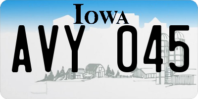 IA license plate AVY045