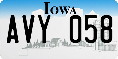 IA license plate AVY058