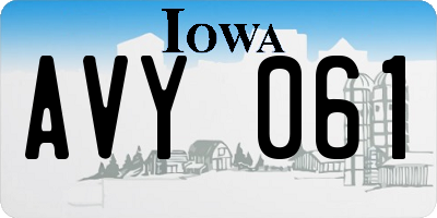 IA license plate AVY061