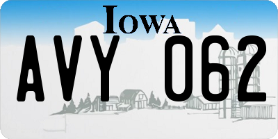 IA license plate AVY062