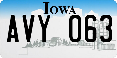 IA license plate AVY063