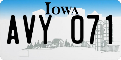 IA license plate AVY071