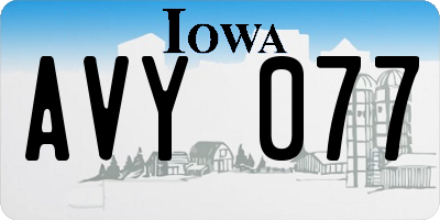 IA license plate AVY077