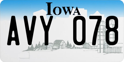 IA license plate AVY078