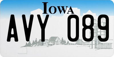 IA license plate AVY089