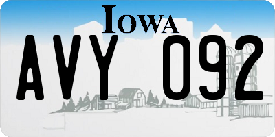 IA license plate AVY092