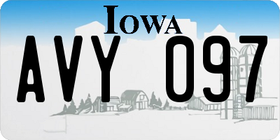 IA license plate AVY097