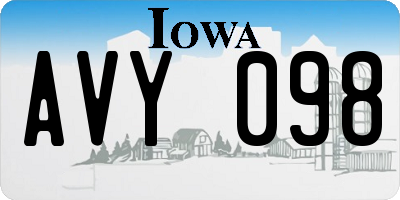 IA license plate AVY098