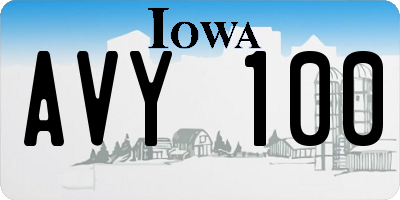 IA license plate AVY100