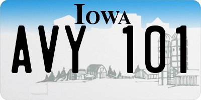 IA license plate AVY101