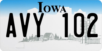 IA license plate AVY102
