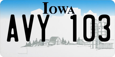 IA license plate AVY103