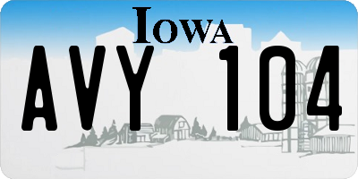 IA license plate AVY104