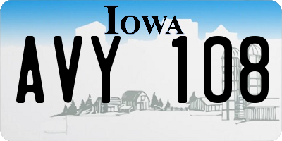 IA license plate AVY108