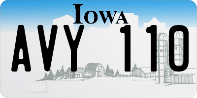 IA license plate AVY110