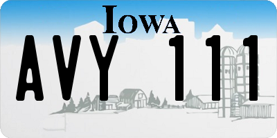 IA license plate AVY111