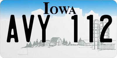 IA license plate AVY112