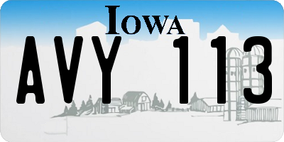 IA license plate AVY113