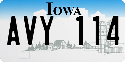 IA license plate AVY114