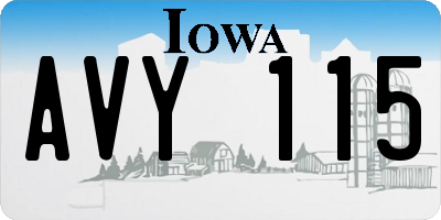 IA license plate AVY115