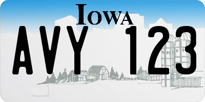 IA license plate AVY123