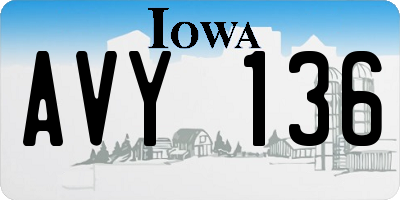 IA license plate AVY136