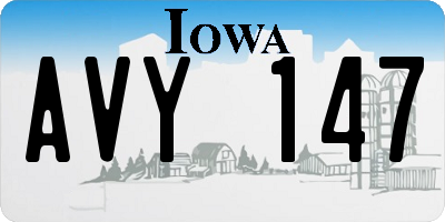 IA license plate AVY147