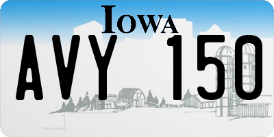 IA license plate AVY150