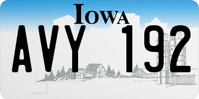 IA license plate AVY192