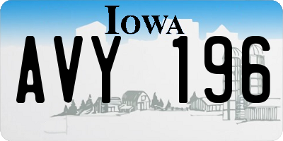 IA license plate AVY196