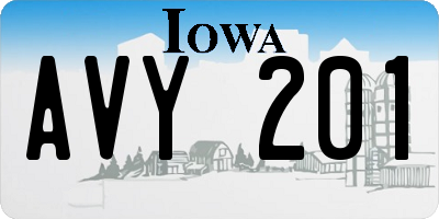 IA license plate AVY201