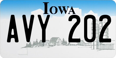 IA license plate AVY202