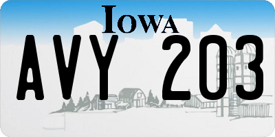 IA license plate AVY203