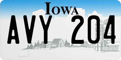 IA license plate AVY204