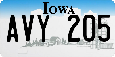 IA license plate AVY205