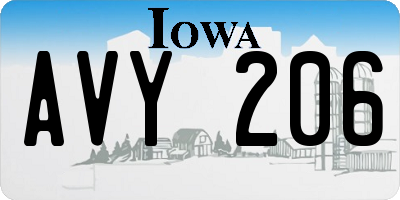 IA license plate AVY206