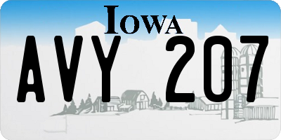 IA license plate AVY207