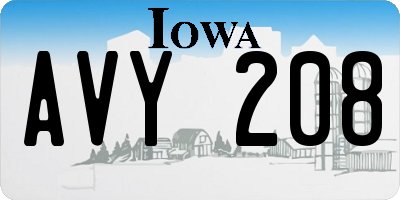 IA license plate AVY208