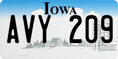 IA license plate AVY209