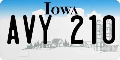 IA license plate AVY210