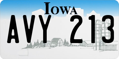IA license plate AVY213