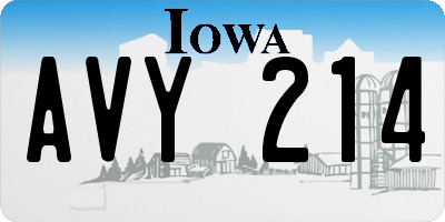 IA license plate AVY214
