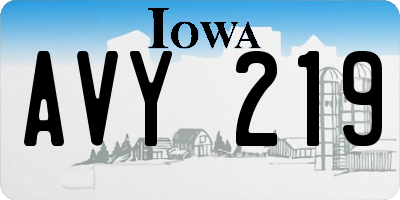 IA license plate AVY219