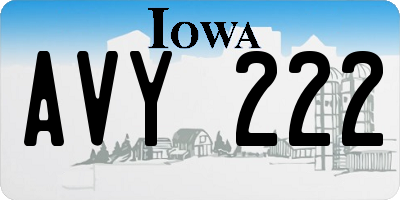 IA license plate AVY222