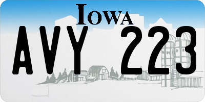 IA license plate AVY223