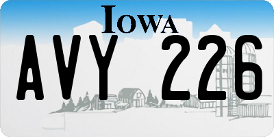 IA license plate AVY226