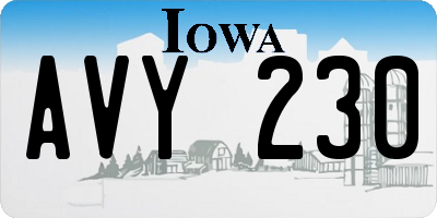 IA license plate AVY230