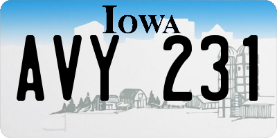 IA license plate AVY231